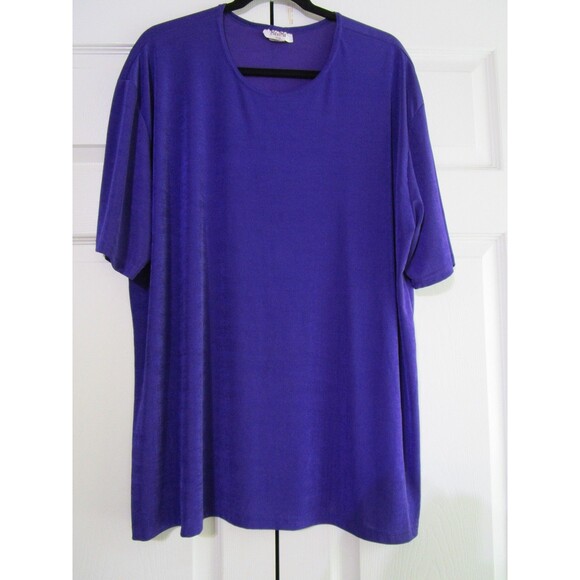 MaxiMa Shirt Womens 2XL Purple Short Sleeve Relaxed Fit Made USA Minimalist Top - Picture 1 of 9